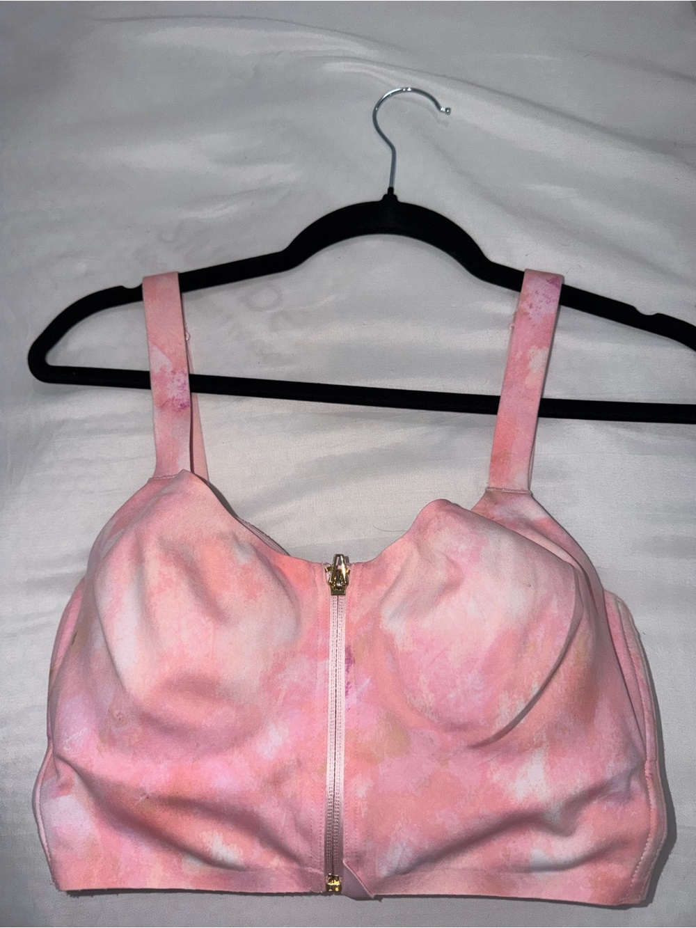 Victoria's Secret Pink Tie-Dye Front Zip Bodysuit Top